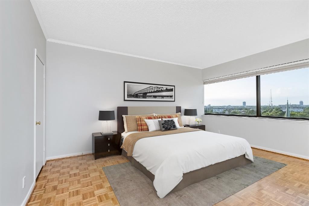 This primary bedroom flaunts a space made for modern living with its wide windows and large wall space. Relax and retire to this peaceful enclosure, with its own walk-in closet & a bathroom with a separate tub and shower.