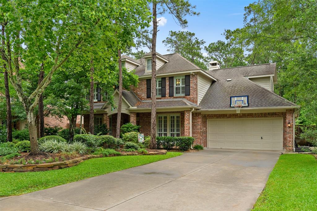 58 E sandalbranch Circle The Woodlands, Texas Classic front porch home in The Woodlands situated on true Greenbelt with a sparkling pool and screened patio. Within walking distance to award-winning Mitchell middle school and Bush elementary, bike or walk to school . Prime location !. Features include: hardwood floors in main living areas + stairs; plantation shutters; enclosed study w/French doors w/built-in shelves; added trim work/moldings; recent paint, white cabinets in the kitchen. Supreme screened covered patio(over 200 SF!); walk-in attic storage(!!);Many upgrades throughout. Tank less water heaters. Master bedroom down. Tandem 3 car garage. You need to see this amazing home.