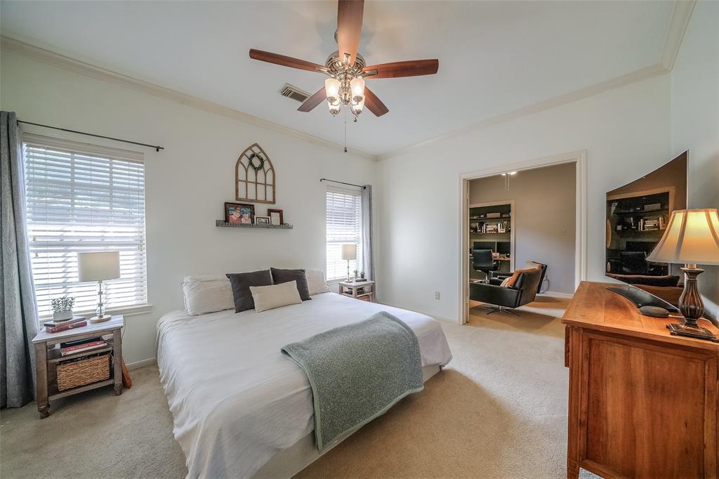 Large Master Suite is separated from second bedroom with French doors making it perfect for a new baby or home office- as the current owners are using it now!