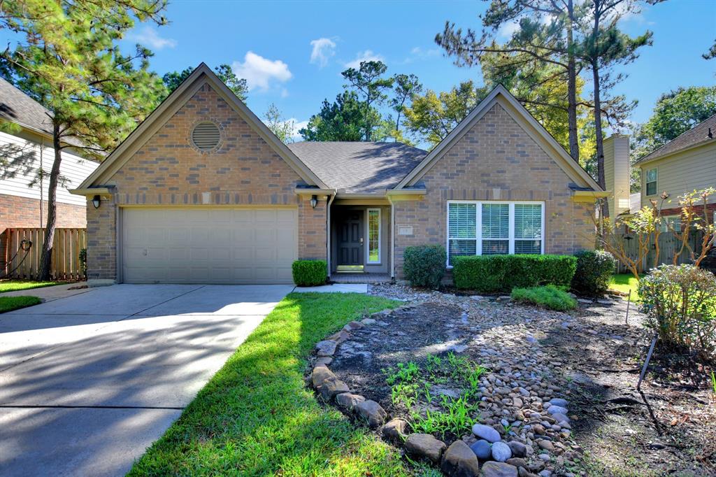 19 E Summer Storm Circle The Woodlands, Texas The HEART of The Woodlands! Lovely single story home located in the highly desired community of The Woodlands! Featuring 4 bedrooms, 2 full baths and a 2-car attached garage. Showcasing excellent curb appeal with a shaded front porch! Inside you'll find high ceilings, wood flooring throughout the main areas, carpet in the bedrooms, a formal living and dining area, fireplace in the den, double door study/4th bedroom, and a bay window breakfast area! The beautiful island kitchen boasts granite countertops, ample cabinet space and a striking tile backsplash. FRIDGE AND W/D included!! Spacious master suite has dual sinks, frame-less glass shower, and separate tub! Enjoy the large backyard space with an open patio, mature trees, and nice landscaping. This home has several parks a minute away as well as easy access to 242, I-45, Woodlands Parkway, 1488, and The Woodlands Mall!