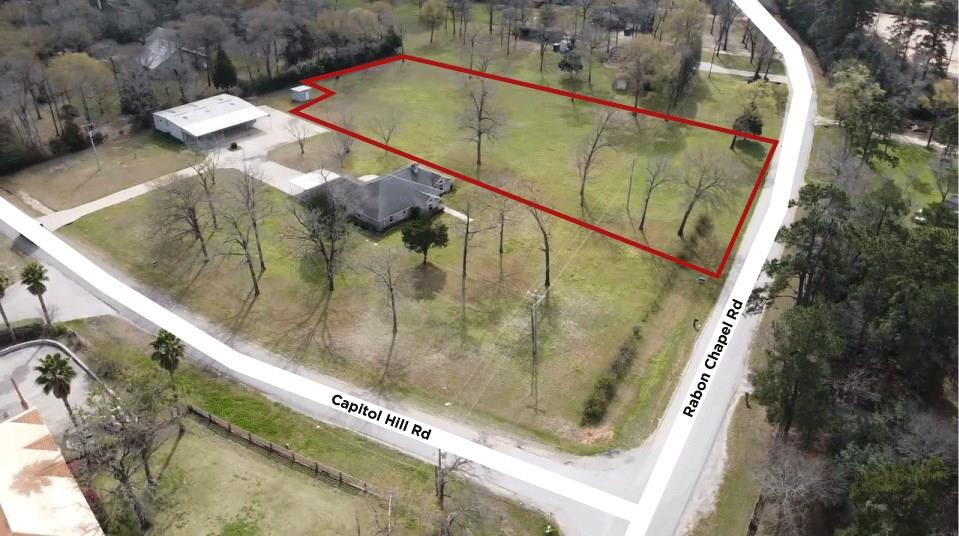 Rabon Chapel Road Montgomery, Texas This property is located in Montgomery Co about 2 miles south of Lake Conroe a mile West of FM 2978/ McCaleb Rd. The location is perfect for a small industrial company. Across the road, there's a large industrial company and just East of the property 3 tracts away is Hasara Land Services, a large landscaping & tree-cutting company. There are multiple opportunities available here. The 1.5-acre tract is unrestricted so the highest and best use is a commercial development of some sort. This is ideal for a company that wants to build a small warehouse and still have additional land on which to park trucks or store equipment. There are no utilities to this tract.
An adjacent 0.564-acre corner tract is also for sale. An adjacent 2,400 SF warehouse on 0.5 acre is also for lease with a brand new HVAC and new toilet in March. An adjacent 3/2.5/3 home on 0.66 acres is also for lease with a brand new roof and new HVAC in March. See images for details.
