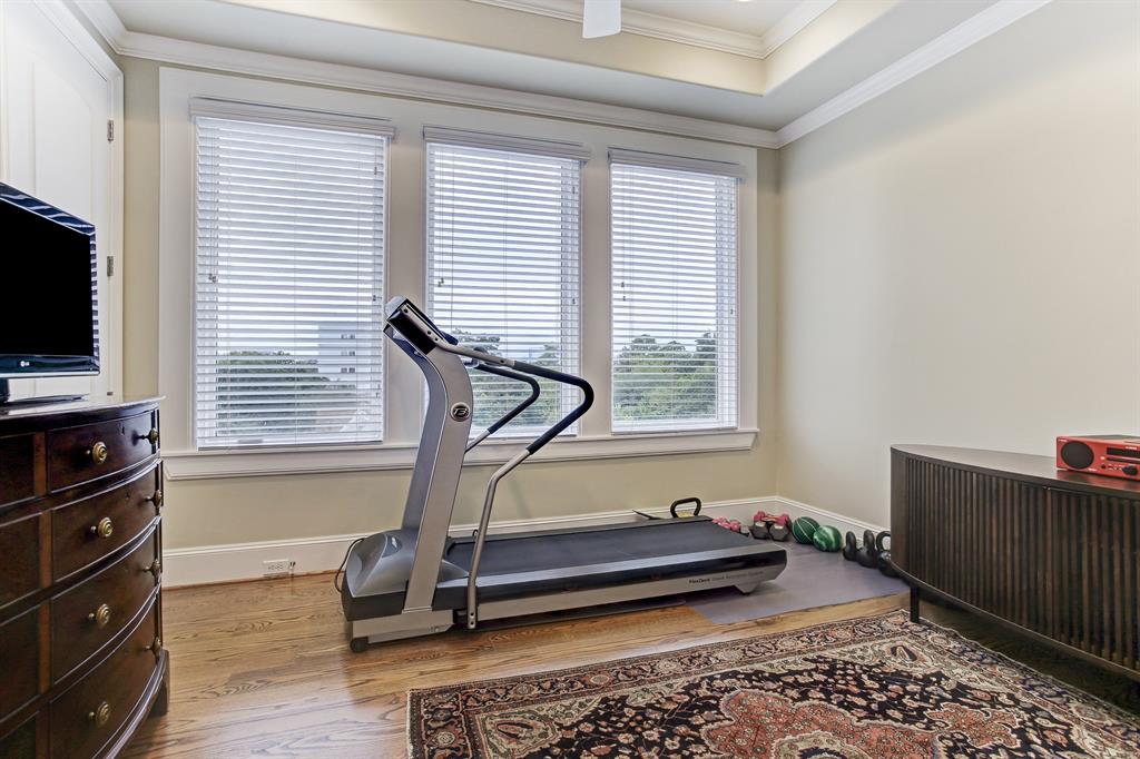 Basement Living Room Treadmill Has Tv On Wall In Front Of It Basement Living Rooms Dream House Rooms Home