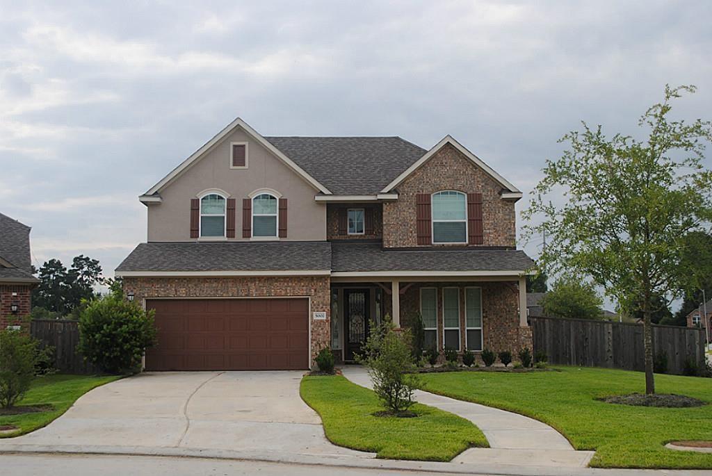 5002 Sawmill Timber Drive Spring, Texas Premier living experience in this elegant 4Bed, 2.5Bath home which is within minutes of the Springwoods Village, home of world-class office park: home of ExxonMobil Campus, HP Campus, Southwestern Energy, a green park, upscale hotels and dining. The home opens into a wide entry way then to a high ceiling living room which opens up to the kitchen and breakfast area. The study, dining room and master-bedroom suite complete out the first floor. The kitchen with over-sized granite coutertop has a stainless steel appliance package with gas cooktop, oven, microwave and dishwasher. The kitchen opens up into a large covered patio and lovely green fenced backyard to make for great entertainment area for friends and family. The spacious primary bedroom suite includes a bathroom with separate shower, bathtub and dual vanities. The spiral stairway leads to guest bedrooms and a gameroom that round up this beautiful home.