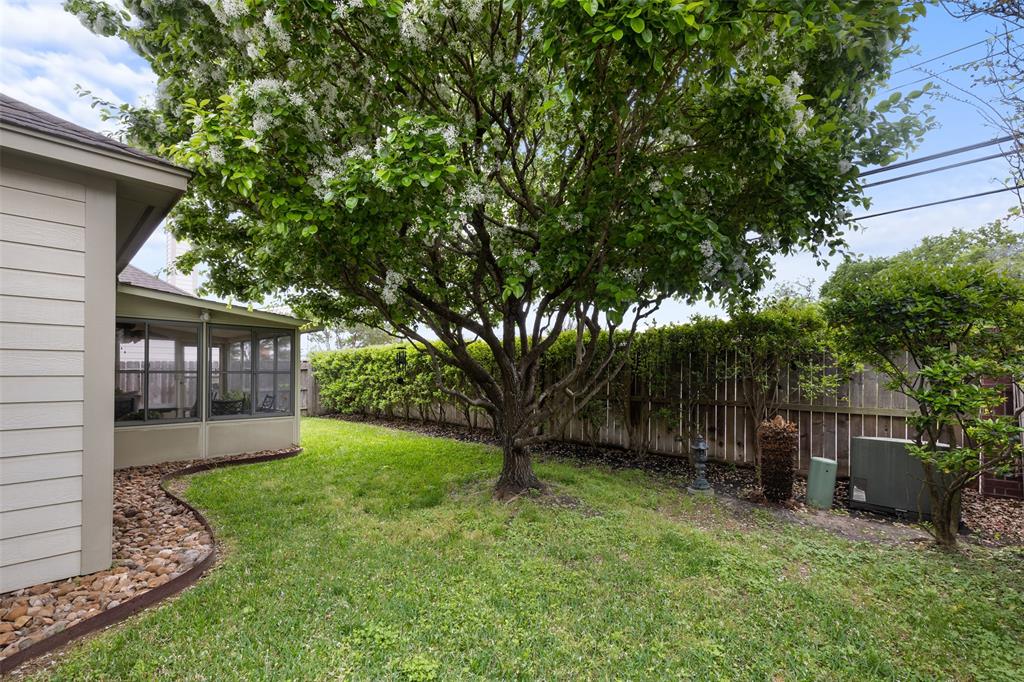 The back yard is your own little fully fenced, private oasis.  Great play space for two and four leggers!