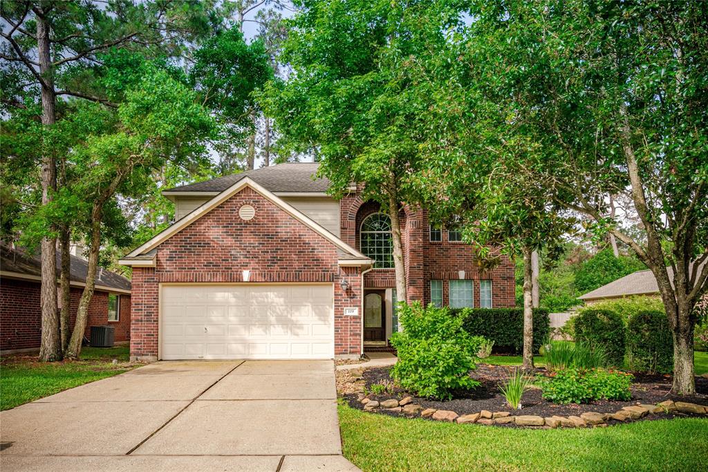 119 S Merryweather Circle The Woodlands, Texas Beautiful 2 story home in the in the exquisite community of Alden Bridge. Backing to a private reserve with no rear neighbors and gorgeous views from the spacious deck and lanai in the back yard. The flagstone firepit area is great to gather at in the evenings and wonderful for entertaining! New wood flooring and carpet throughout the house. The kitchen has also been renovated and boasts freshly painted cabinets and walls, stainless steel appliances, a wine chiller, and Corian countertops. Updated roof and HVAC. Nest Thermostat, RING doorbell, Wifi garage door opener, and Gladiator shelving/storage system in the garage. Generous sized rooms with 4 bedrooms and 2.5 baths- all bedrooms upstairs. Neighborhood amenities include park, pool, tennis courts and more! Convenience is key with easy access to restaurants, entertainment and shopping! Close proximity to I-45 via FM 1488 or HWY 242. Washer, Dryer, Refrigerator, and Lawncare included.
