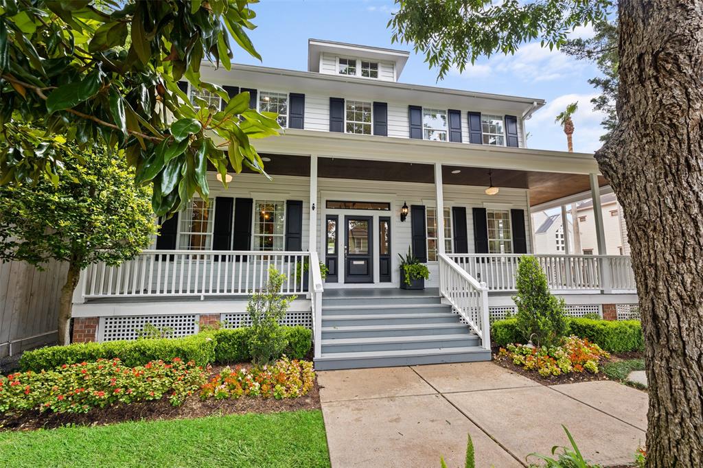Per the seller, the home was renovated between 2017 and 2018. This elegant property has a beautiful wraparound porch with white picket railing, shutters, and classic light fixtures.
