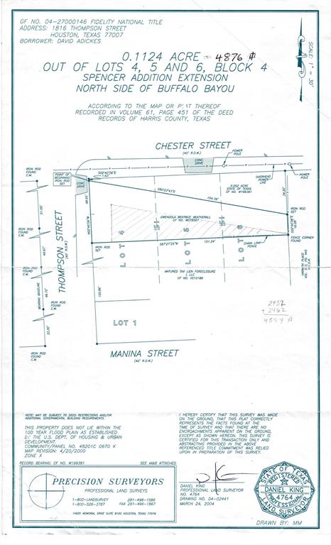 1816 Thompson Street, Houston, Texas 77007, ,Lots,For Sale,Thompson,91269795