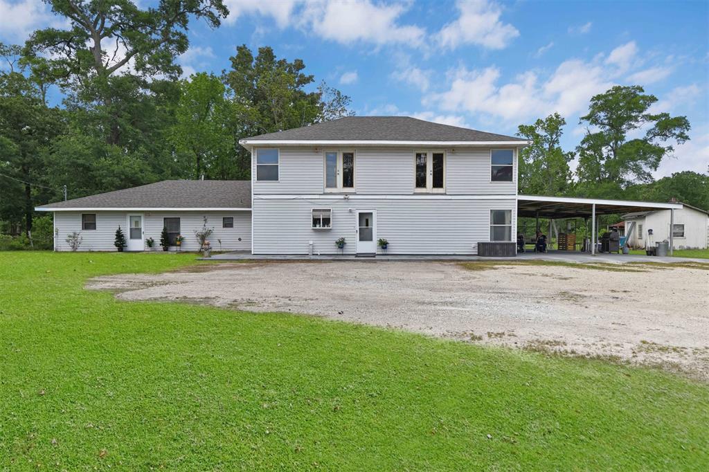 16511 Edgefield Lane Conroe, Texas This home is perfect!! Original home has 1bed, 1 bath, study/office and large den and dining area. Owner added 3,200 sf to the original home in 1997. The addition has 5 large bedrooms, each with their own personal bathroom!! New addition also has a large kitchen and utility room. New 22 x 30 garage with 2 rollup doors and 1 entrance was added in 2016. Also in 2016, new aerobic sewage system (2500 gallon, 5 sprinkler heads and 50 gallon grease trap) Improvements in 2017 - New deep well (220' 2hp pump), Garage 22' 20' carport, New roof on whole house, 1 new 4 ton ac/heater on single story. 2018 remodeled bathroom in original home. Low tax rate and unrestricted!!