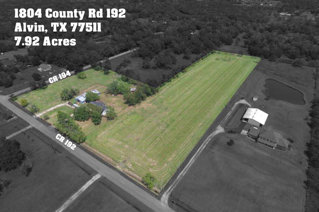 Great Ariel view clearly defining  our 7.92 acres, starting on the corner of CR 192 & CR 194