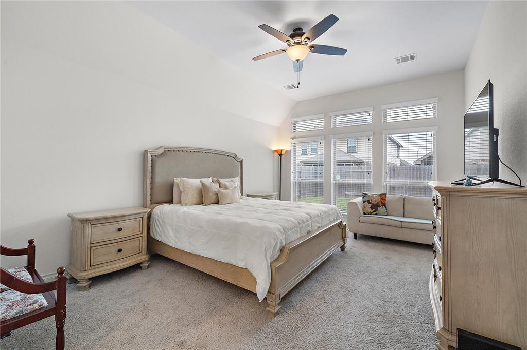 Spacious primary bedroom with great natural light and like-new carpet.