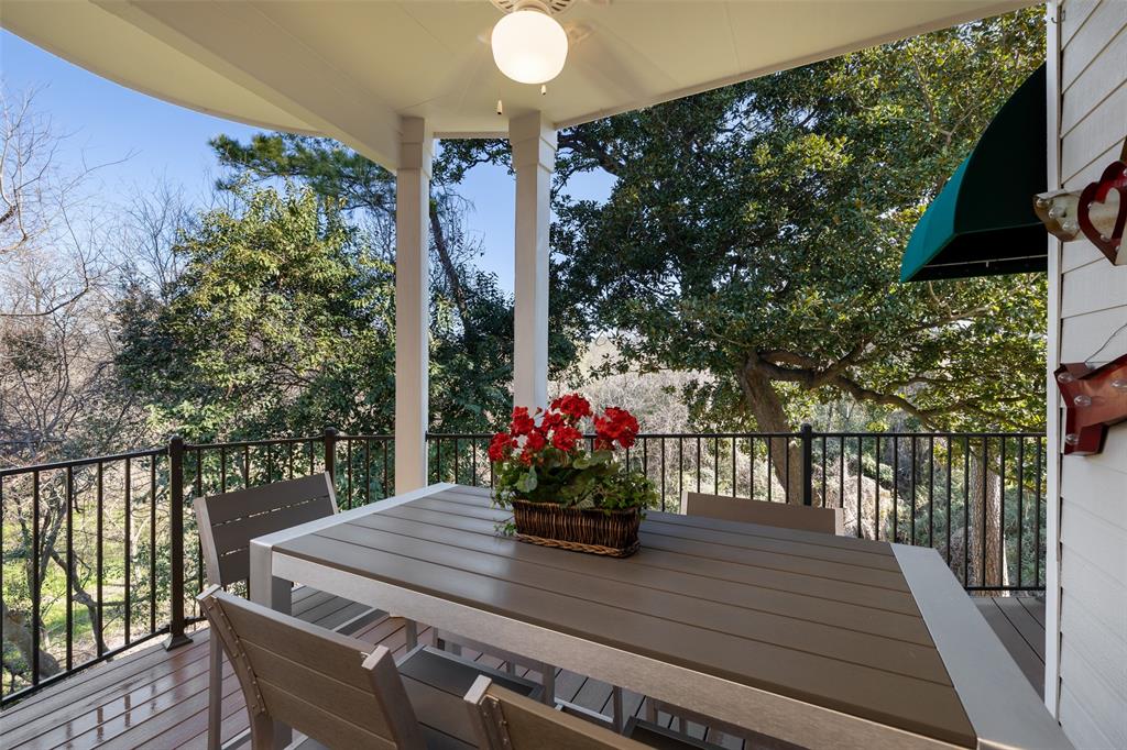 Here is another one of the of 3 balconies and it's located just off the kitchen. The space overlooks Little Thicket Park as well and provides a great space to dine al fresco.