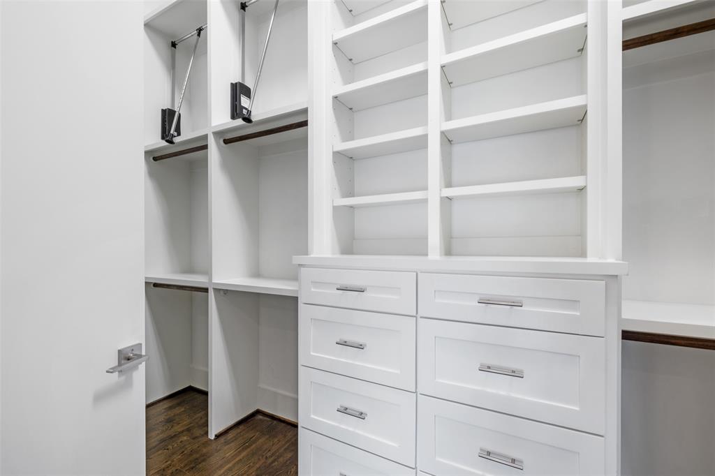 The walk-in closet provides lots of built-ins. The high ceilings provide lots of hanging space.