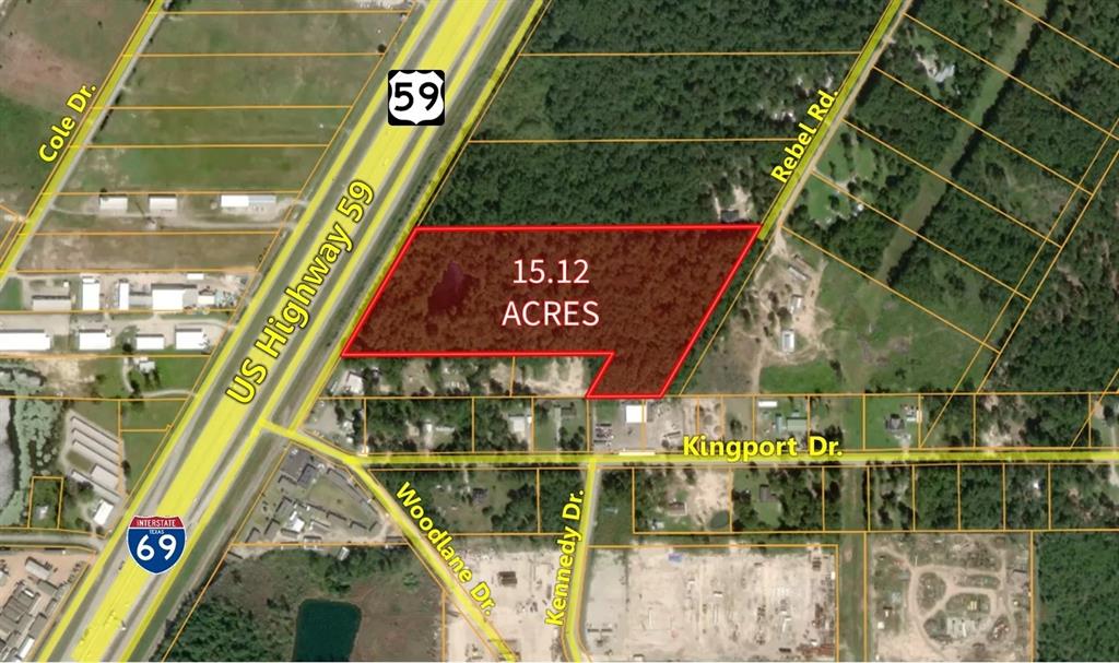 15.12 unrestricted acres located approximately ~2.0 miles north of downtown Splendora, TX.  Over 550 linear feet of frontage along US Highway 59.  Multiple ingress / egress points of access at front and rear.  Conveniently located near the intersection of Kingport Drive and Interstate 69 (US Hwy-59).  Situated out of the floodplain per FEMA & County flood maps (Zone X).  Property is free of pipelines and utility easements.  Property borders City limits (not currently annexed).  Application for utilities (public water & sewer) available via City of Splendora.