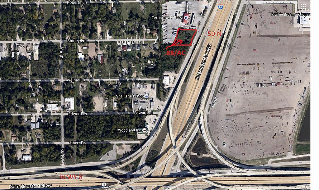 LIVE VIRTUAL TOUR AVAILABLE. 170 feet frontage on freeway. Commercial Land on HWY 59 N.& Beltway 8; Great site for Small Motel or Single Standing Commercial building.High Visibility /Frontage 59 N and BLWY 8. CONTACT US TO SCHEDULE A LIVE VIRTUAL TOUR!