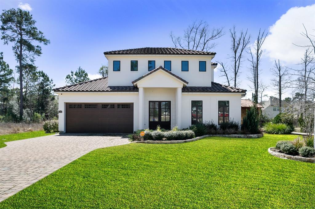 1706 Mission Oaks Court Conroe, Texas CUSTOM LANDSCAPING ON OFFER NOW!!One-of-a-kind custom boasts 3/4 bedrooms including 3 down. 1706 Mission Oaks Court is a bespoke home by respected Royal Texas, inspired by Andrea Palladio. Features include a prodigious list of upscale design exhibiting two stories of spectacular opulence. Over 4000 sq feet of living space, elegantly inaugurated with six sets of French doors, floor to ceiling windows, soaring interiors and anthology lighting.
J. Kraft cabinetry, wired for sound!!
3 bedrooms (down) with 1 office/ bedroom (up) and 3 1/2 baths. The lovely primary bedroom leads through 2 Walk-Ins and into the gorgeous bathroom, double walk-thru shower and oversized soaking jacuzzi. The wine room with brick inlay is simply made for the connoisseur. Water views of the illuminated fountain, media room, game room with full bar and balcony, courtyard and the columned patio. The kitchen is adorned with high-end STAINLESS THERMADOR appliances perfect for gourmet meals. Occupied Home.