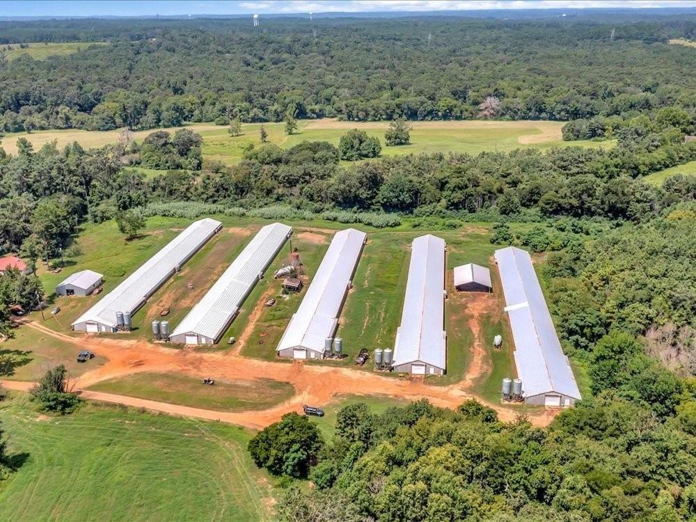 5 Poultry houses built in 1989 sizes are 40 x 400s on 15+ / - acres. Currently contracted with Tyson. Triple wide home, 2800 sqft, 5bed, 3bth included. 36 x 40 workshop, 2 generators, large incinerator and 60 x 40 litter barn. All natural gas.