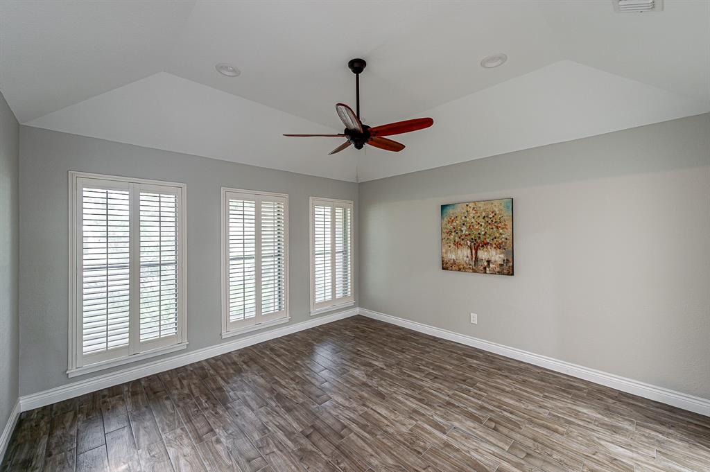 Plantation shutters throughout.