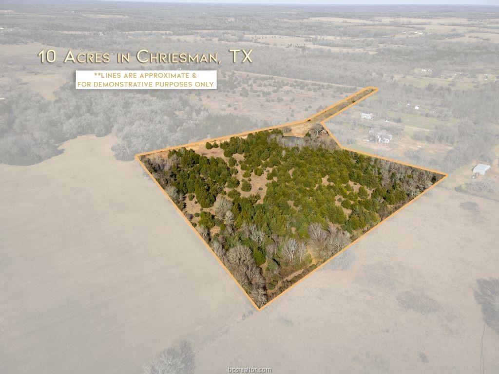 PRICE REDUCTION! Build Your Dream Home Right Now on this 10 acre country homesite in the new John Elsie Estates Subdivision! Tract 1 has a 50' road frontage which means more privacy for you because it leads you to the bulk of the property in the back with woods and a pond! New perimeter fence with a new culvert and gated entrance. Light restrictions to protect your investment, no mobile homes allowed. Electricity onsite. No flood zone. No minerals. Ag Exemption. A ton of potential to be your beautiful homestead in the community of Chriesman, 7 miles north of the city limits of Caldwell and conveniences, 40 mins to Bryan-College Station, 2 hours to Houston and 1 hour to Austin and. Come experience living in the country and make it your own!