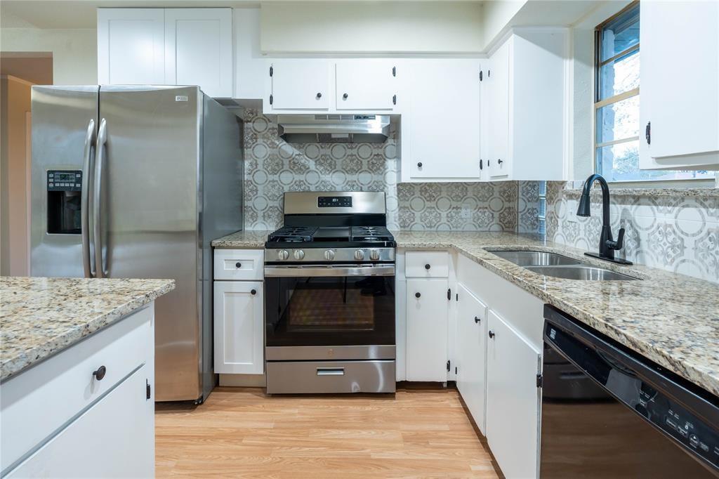 Kitchen features granite countertops