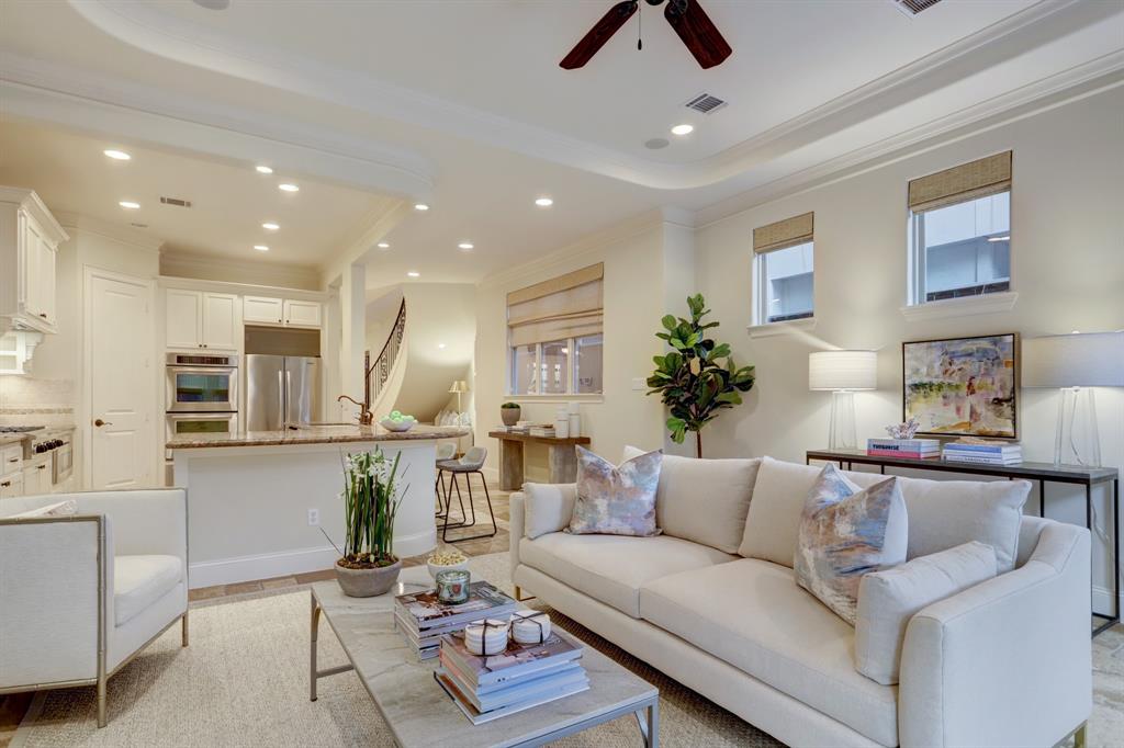 There are window coverings throughout most of the home.