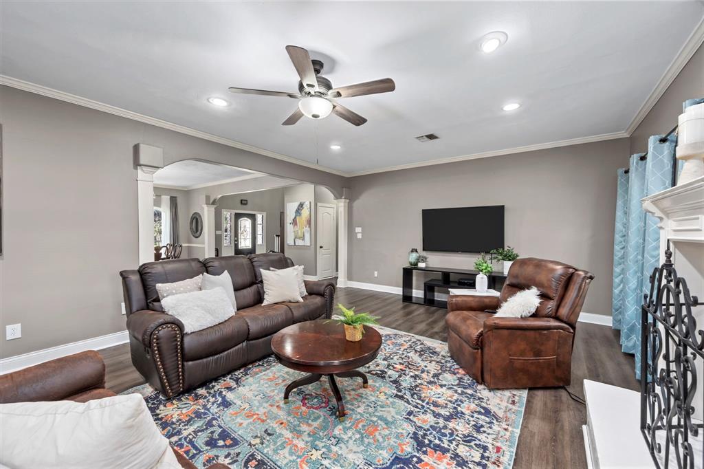 An alternate view of the family room, where there is plenty of space for a sectional or other full-sized living furniture. Use your imagination to make this space truly yours.