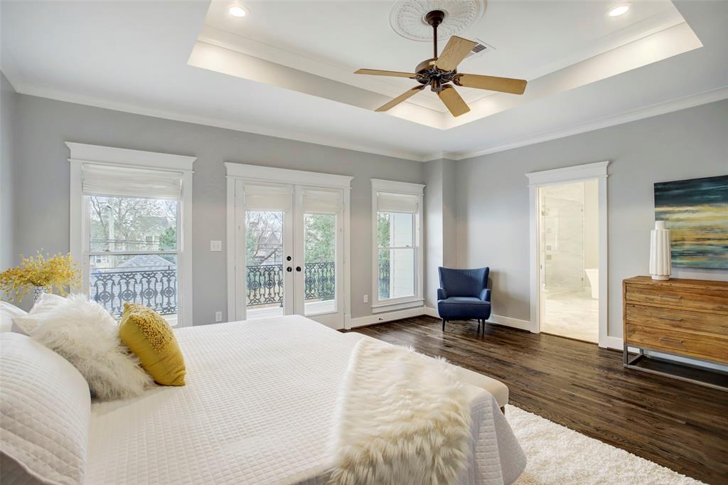 Timeless coffered ceiling accent in the primary suite