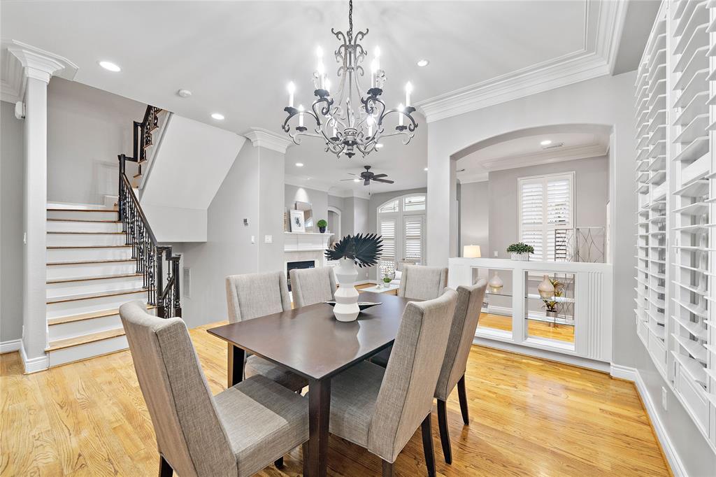 The well-lit dining area creates a warm and inviting atmosphere, with accent lighting enhancing the space—perfect for enjoying great food and company.