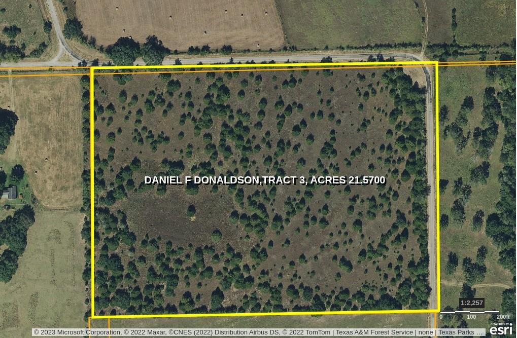 21.57 Acres (per CAD) ready for you!  Paved County Road frontage on 2 sides.
