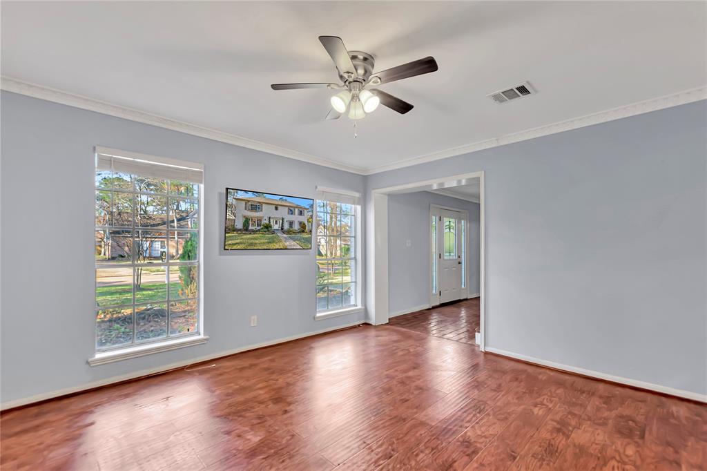 To the right of the front door is the formal dining room area