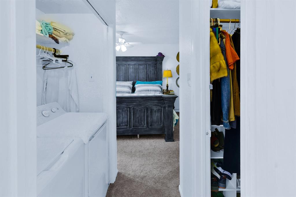 Master bedroom has a large walk-in closet