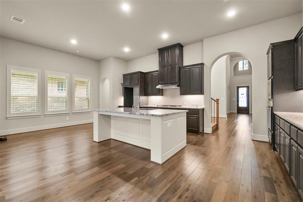 Contrasting paint on the island and surrounding cabinets.