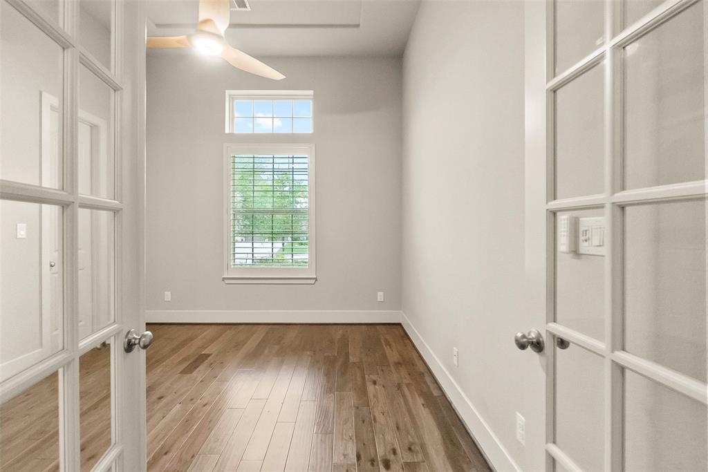 French doors lead into the study with closet.
