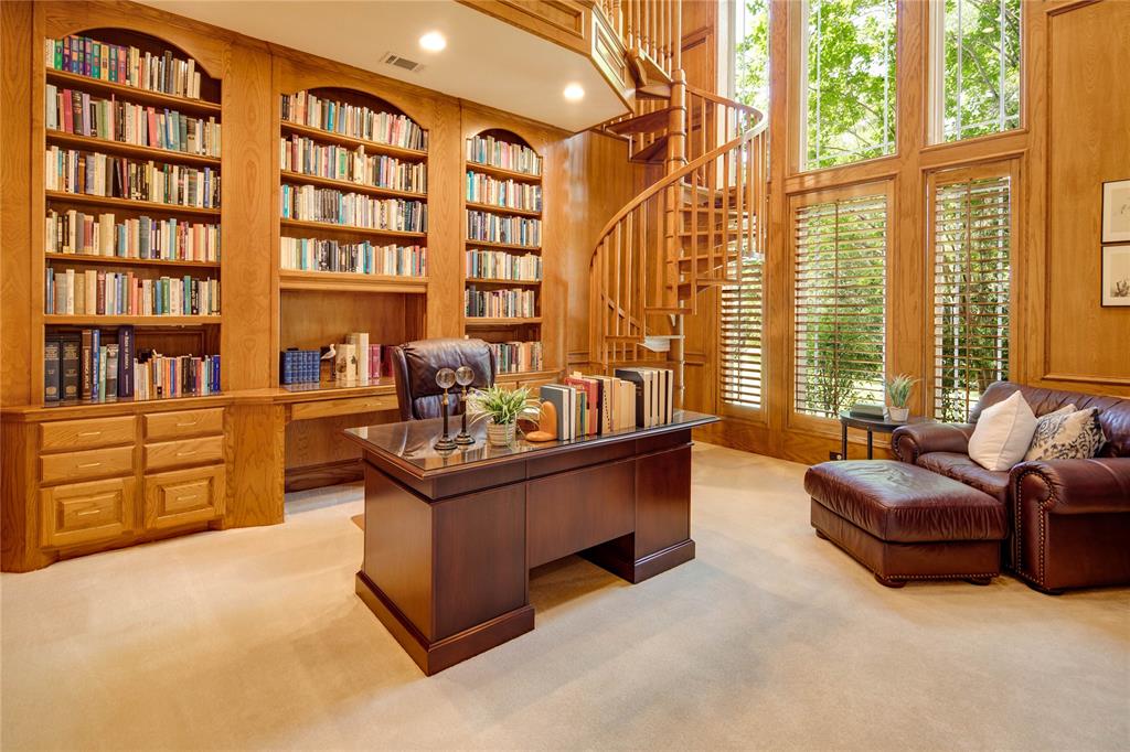 Office in two-story library