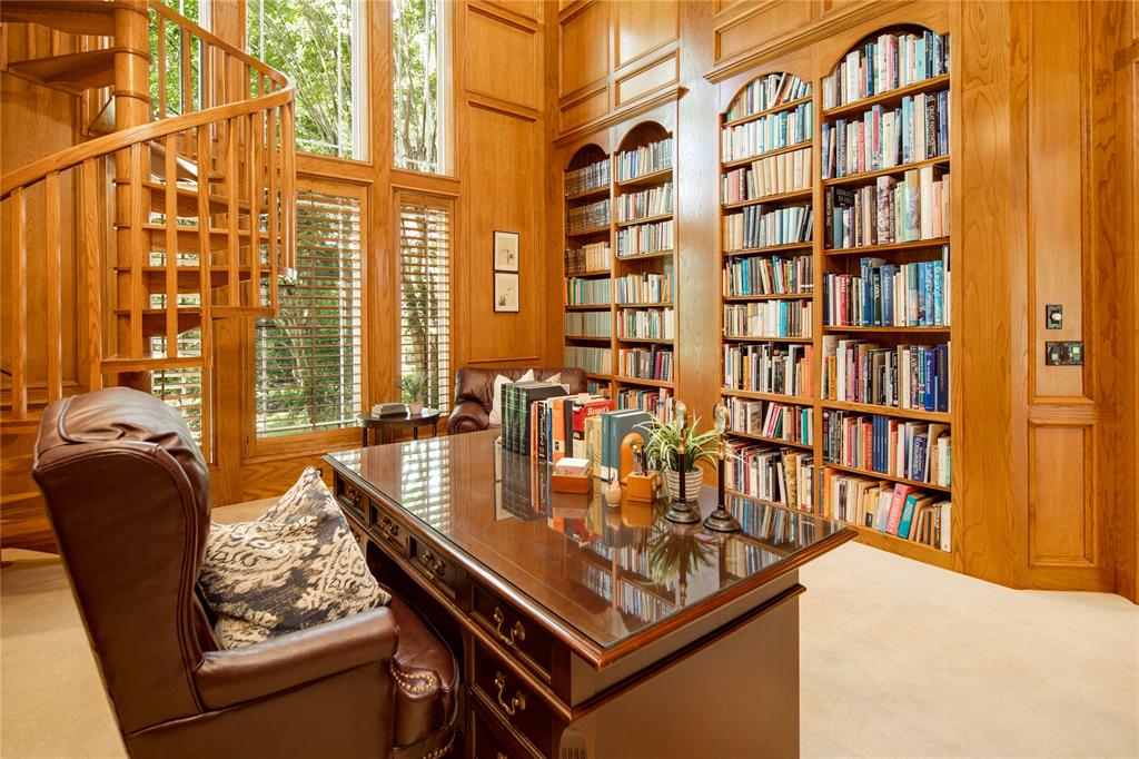 Office in two-story library