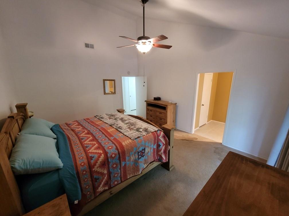 Bedroom has private bathroom and large walk in closet.