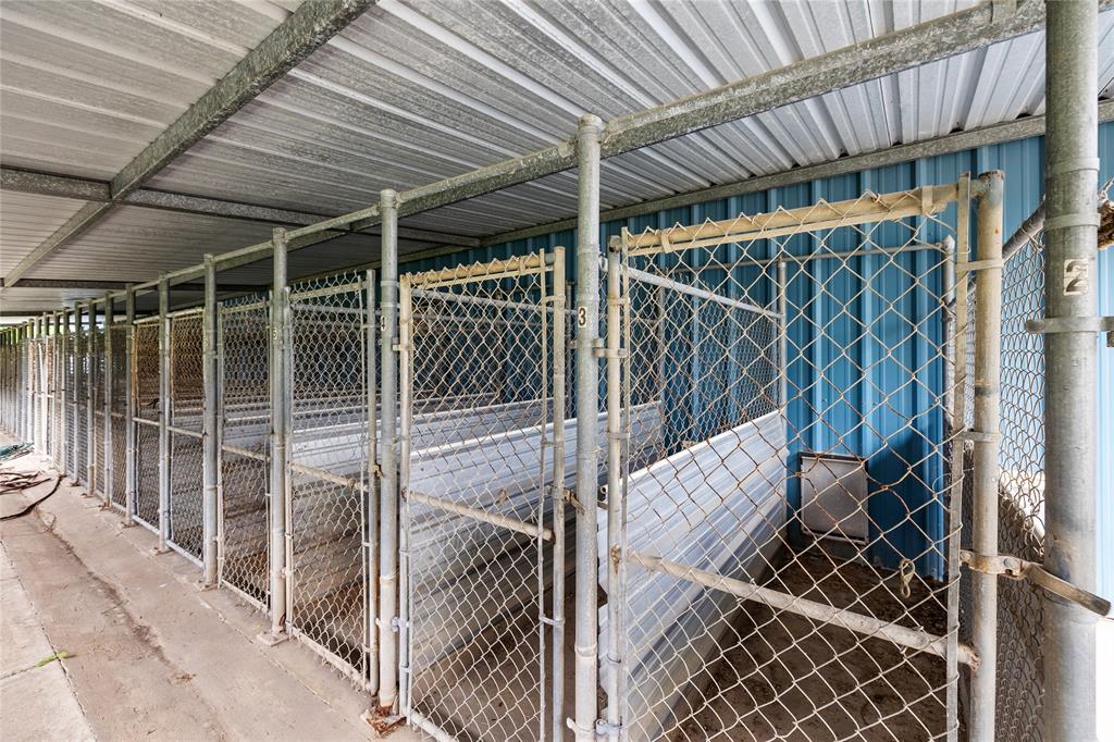 Exterior boarding rooms in the smaller kennel building.