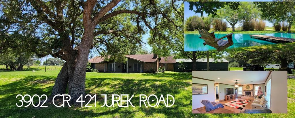 Private & Serene Mini Ranch Retreat on 13.14 acres! 2354 sqft Home 3/2 with large bedrooms, game room, office, Pantry room,  & ample open space floor plan with fireplace. Nestled among 100yr Live Oak tree's,  this land is teaming with wildlife. Located on 2025 ft of Tres Palacios Creek you can enjoy the outdoors fishing there or in your 1/2 acre stocked pond. Secluded area on a quiet country road located around Stripped bass fish farms & neighbors cattle & Buffalo roaming. While not a working ranch currently, this is equipped with cross fencing, large barn with Corral, water & stalls for when your ready to have the animals. Home has several updates w/ 5 year old roof, pump station, Rv hookups & water-wells. A home with So much to offer & escape to your quiet peaceful retreat.