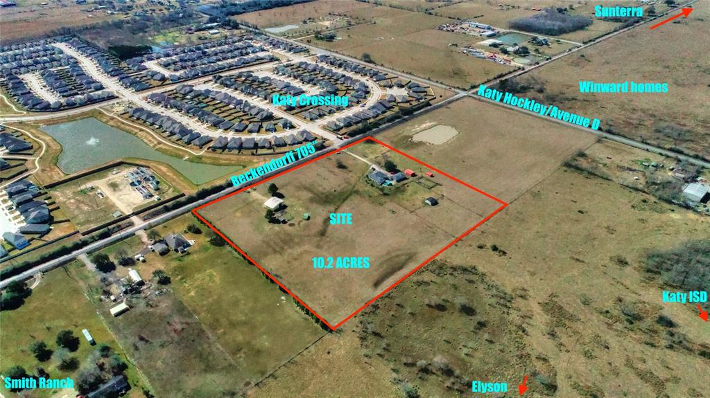 PRIME UNRESTRICTED PROPERTY LOCATED IN THE Rapid Growth area of Katy!  10.2 UNRESTRICTED ACRES WITH 705 feet of ROAD FRONTAGE on Beckendorff/the proposed West Little York. Move here to your Country home or run your business! GROWING AREA WITH NEW NEIGHBORHOODS ALL AROUND AND 50,000 MORE HOMES BEING BUILT. Great Development Potential with many mixed use opportunities.  Property consists of a nice 1 story Country home, Duplex, Pool, and Barns.  On well and septic.  Has Utilities!  NEW KATY ISD SCHOOLS GOING IN NORTH ON KATY HOCKLEY. LOW TAXES, FULL AG EXEMPT. KATY ISD. THIS LISTING IS FOR 10.2 ACRES OR CAN BE SOLD AS A WHOLE 20.4 ACRES. CALL TODAY!