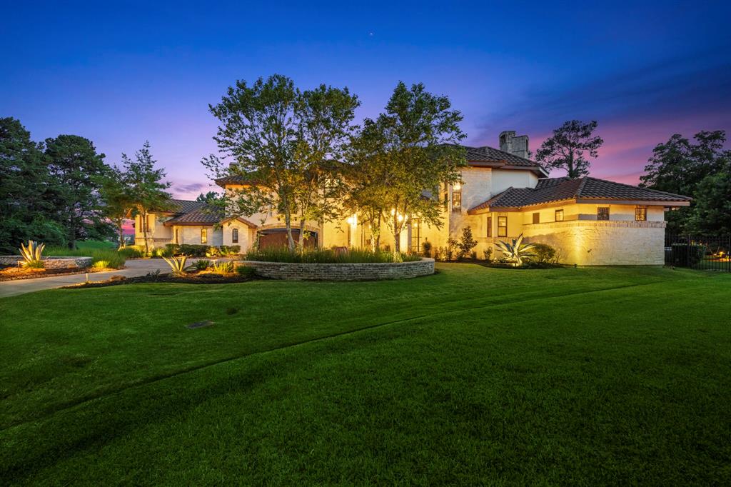 Front elevation of the home during sunset.
