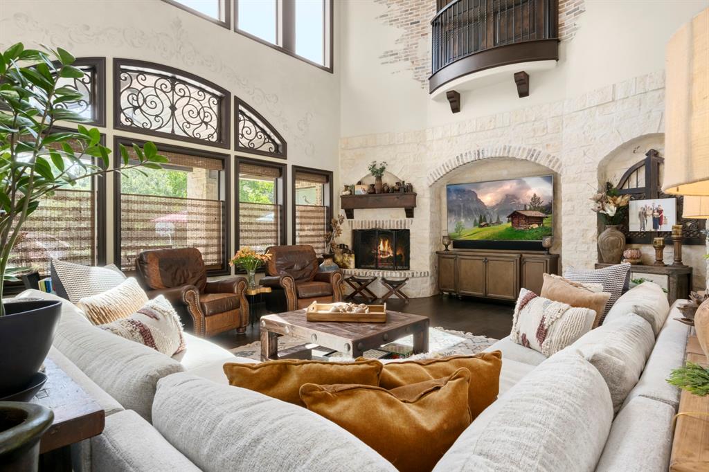Warm and inviting. The perfect place to entertain,  enjoy the fire or simply watch tv. Living room is 20 x 21