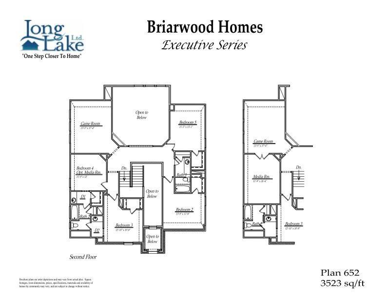 The 652 floor plan features 5 bedrooms, 3 full baths, 1 half bath and over 3,500 square feet of living space.