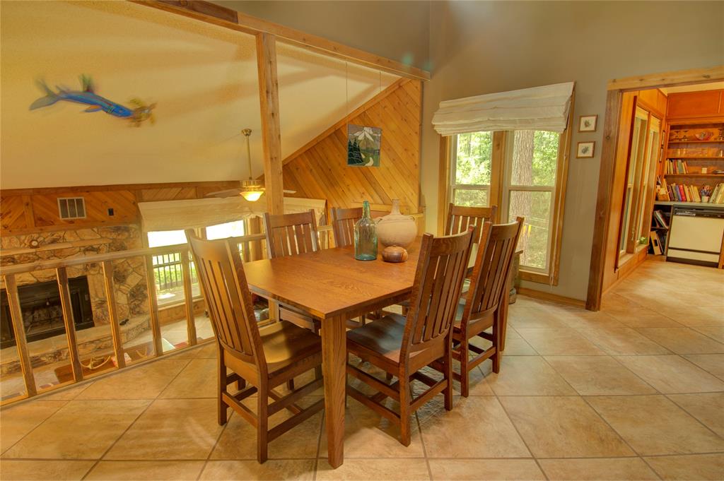 The dining area overlooks the family room.