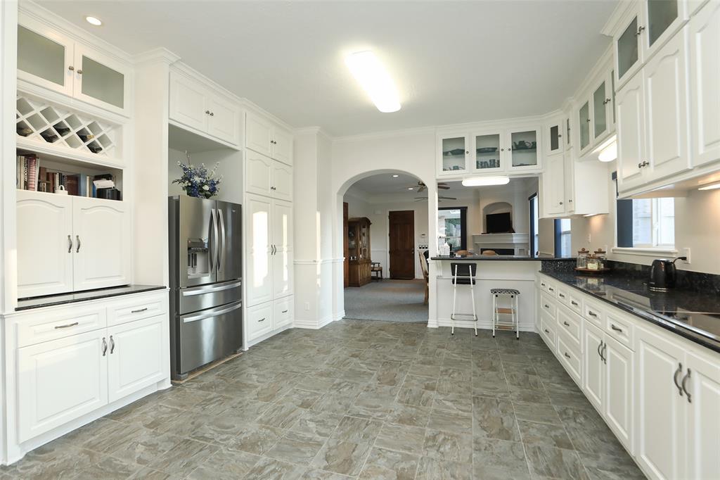 View from the kitchen to the family room.