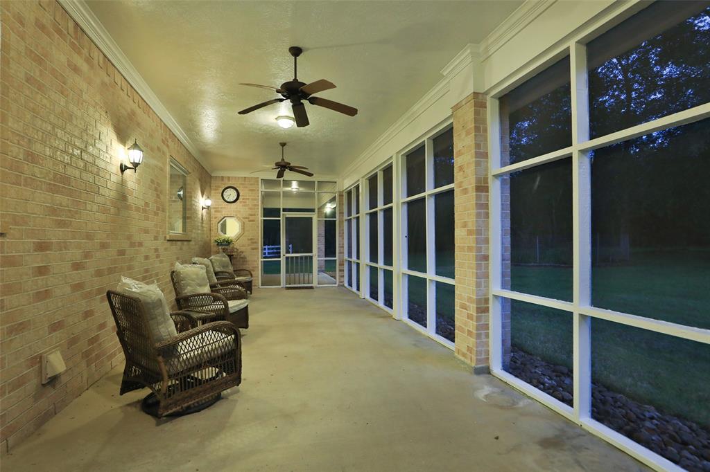 View of the back patio at sunset.