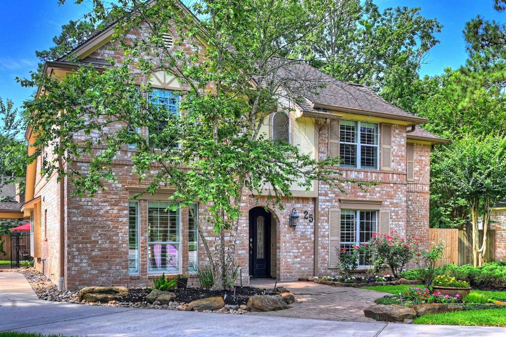 A Highly desirable area: The Village of Panther Creek, minutes away from all the amenities of The Woodlands. You'll be close to everything, including Hughes Landing, Woodlands Mall, Market St., Waterway, Entertainment & Business areas, Parks, and Lake Woodlands. Plus, it's within walking distance to exemplary Woodlands Schools and offers easy access to I-45. The home itself is immaculate & located on an oversized cul-de-sac lot. It boasts numerous upgrades, including a generously-sized living area w/ plenty of natural light from large windows, high ceilings, floor-to-ceiling brick fireplace, & hardwood flooring. Plantation shutters & recently replaced HVAC make this an energy-efficient home. The primary bedroom is a true retreat with a wall of windows offering views of the pool area and a remodeled spa-like bath with plenty of closet space. Outside, you'll find an inviting pool, gazebo, brick patio, fruit trees, and a large, beautifully landscaped backyard that offers ultimate privacy.