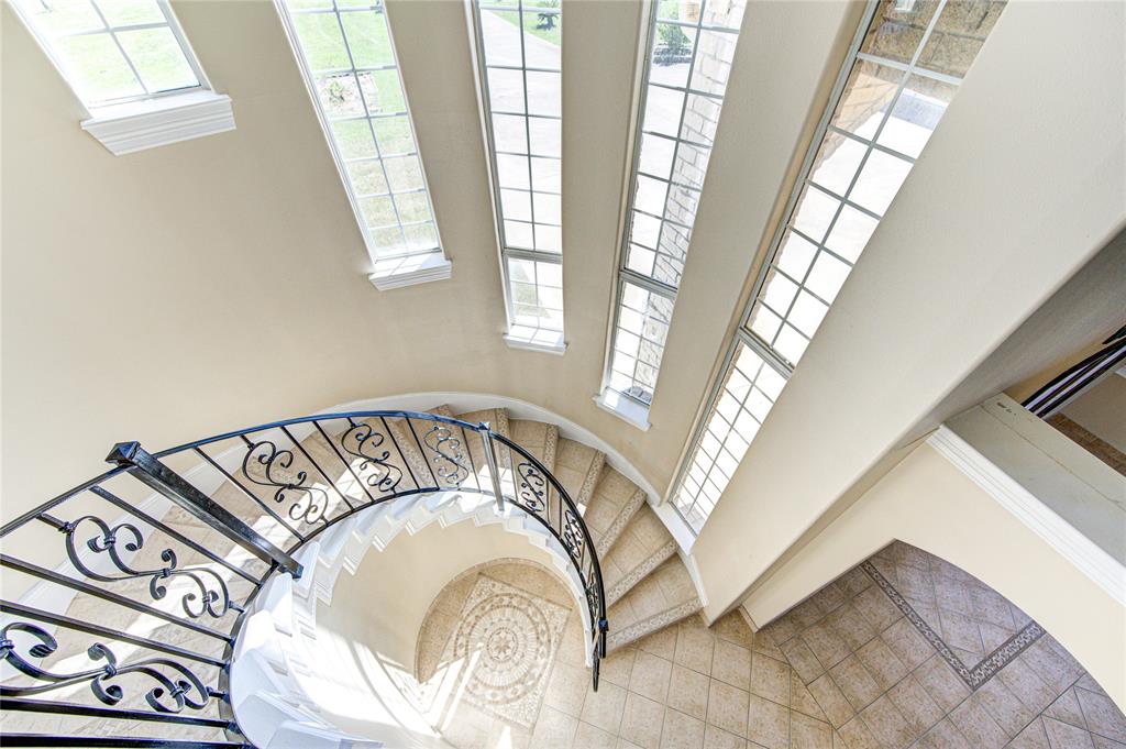 A view of the spiral staircase from second floor.
