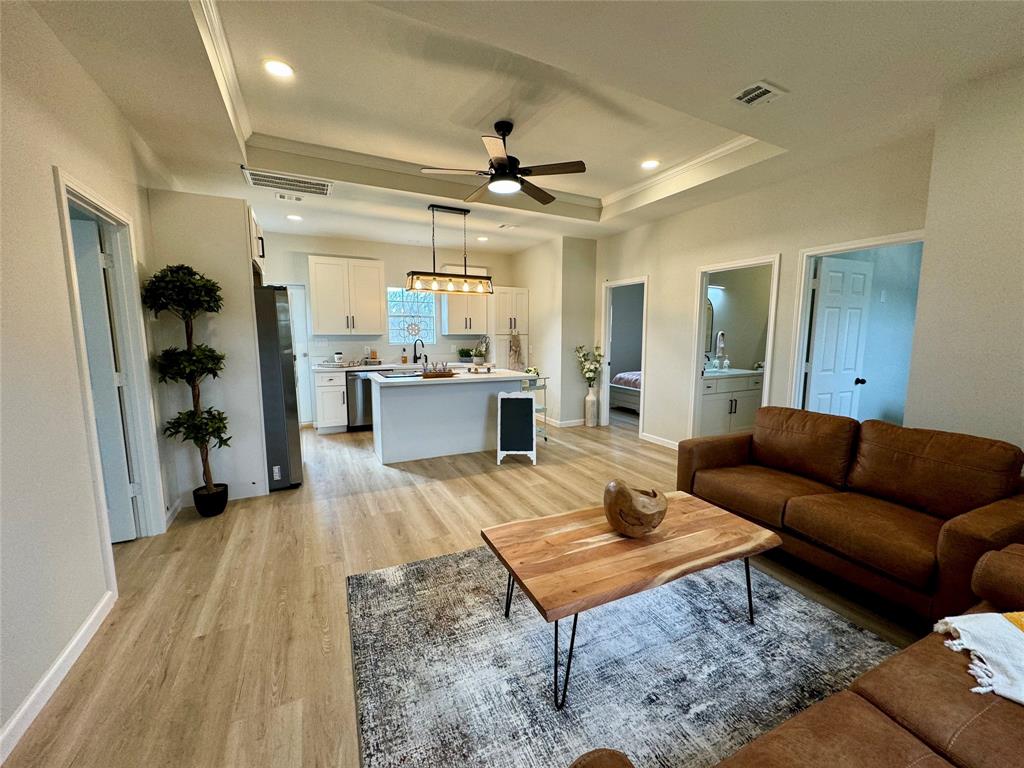 View of Living room and kitchen from entry