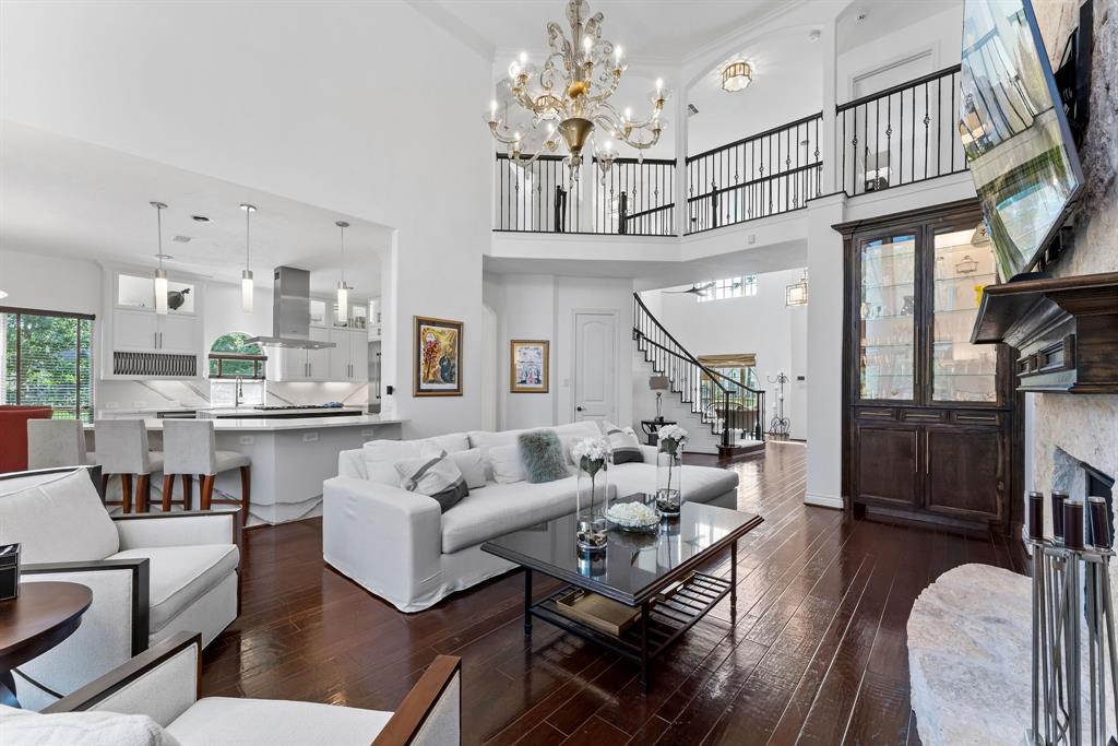 Another view from the great room. The China cabinet features gorgeous display shelves behind glass doors and plenty of room below for your China sets.
