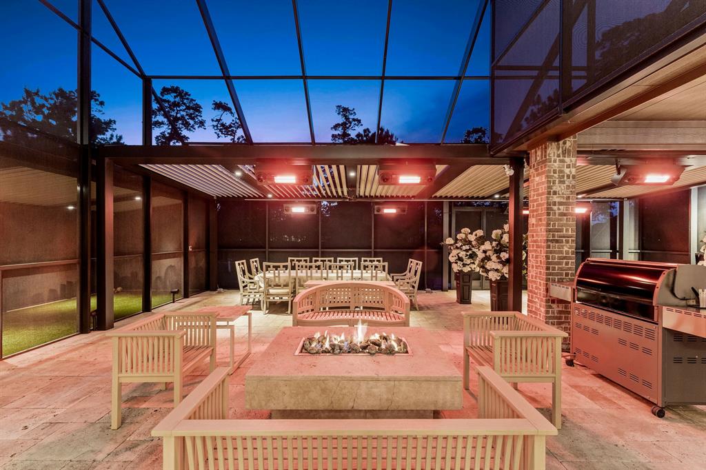 The Owner thought of everything by adding the attached heaters/misting systems. A true back patio Lanai to be used during every season.