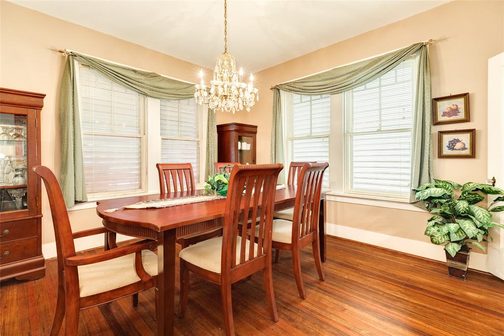 The dining room is large and has room for plenty of people when hosting and entertaining.